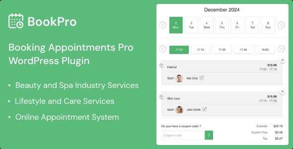 BookPro (v1.1.1) Appointment Booking WordPress Plugin