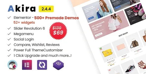 Akira Elementor v2.4.7.5 Multipurpose Prestashop v1.7-v8x