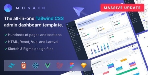 Mosaic (9 July 2024) Tailwind CSS Admin Dashboard Template Pack