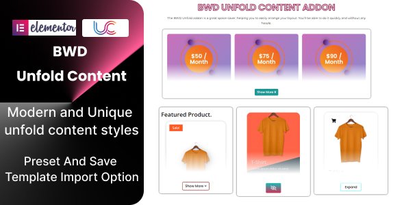 BWD Unfold Content Addon For Elementor v1.4