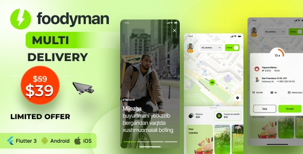 Foodyman – Multi – Restaurant (and Grocery) Delivery App (iOS&Android) v2024-20