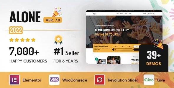 Alone (v7.9.8) Charity Multipurpose Non-profit WordPress Theme