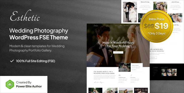 Esthetic v1.0.0 Wedding Photography FSE WordPress Theme
