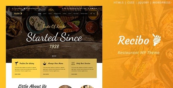 Recibo (v1.4.1) Restaurant / Food / Cook WordPress Theme