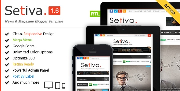 Setiva (v1.6) Responsive Magazine Blogger Template